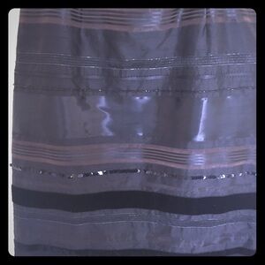Silk skirt trimmed with lace, velvet, and beads